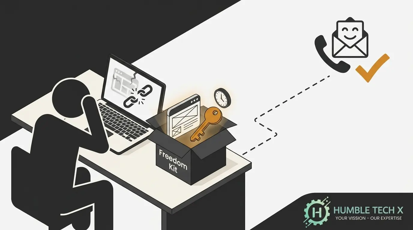 Escape website builder trap – switch to custom website you own. Humble Tech X offers freedom from subscription fees, slow performance, and hidden costs.
