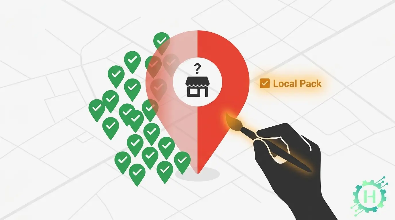 Smartphone showing Google Maps with no business pin – my business not showing on Google Maps error, local SEO fix needed