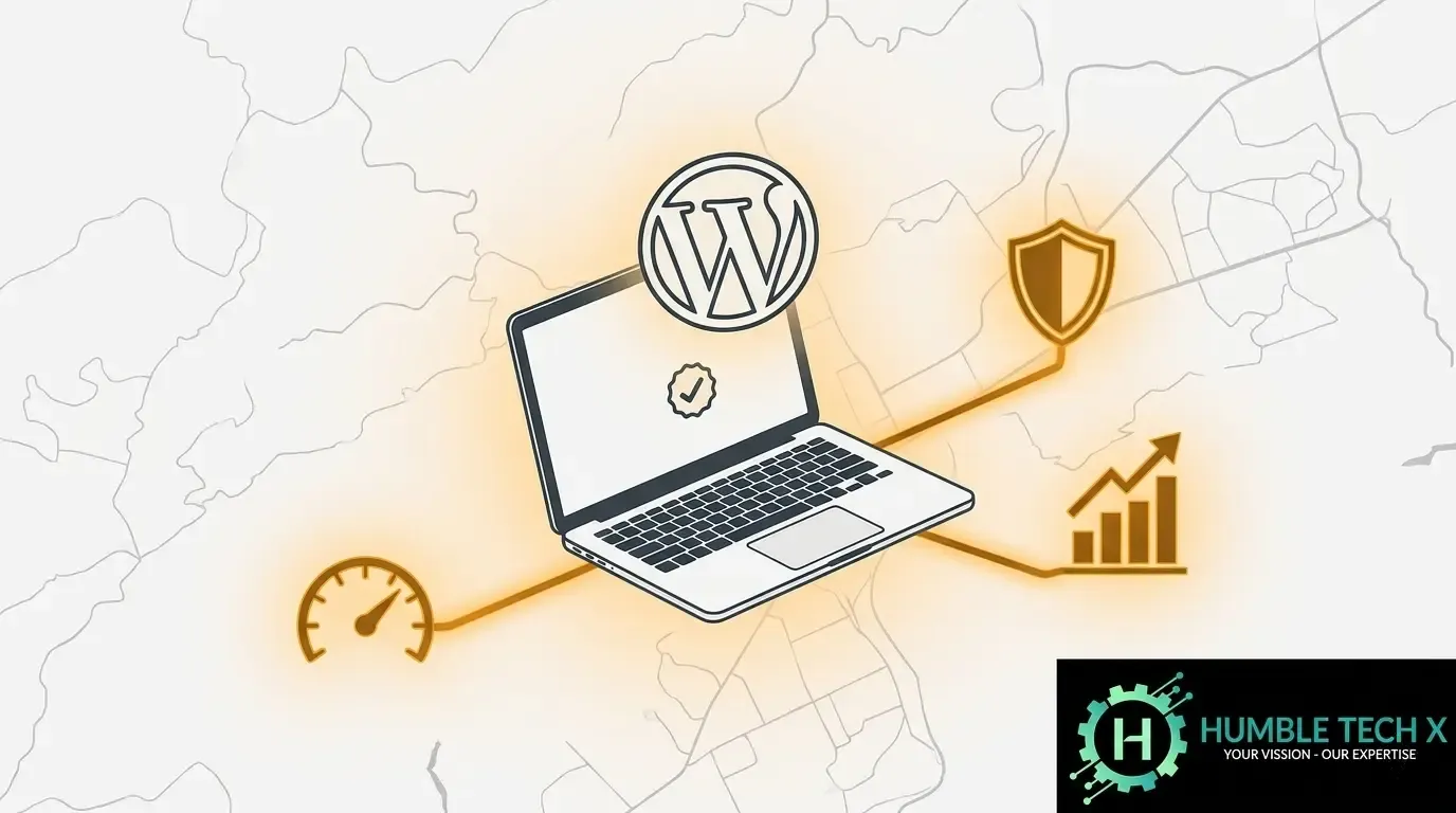 HumbleTechX logo with tagline "Your Vision - Our Expertise" – WordPress developer Islamabad for custom, fast & secure websites