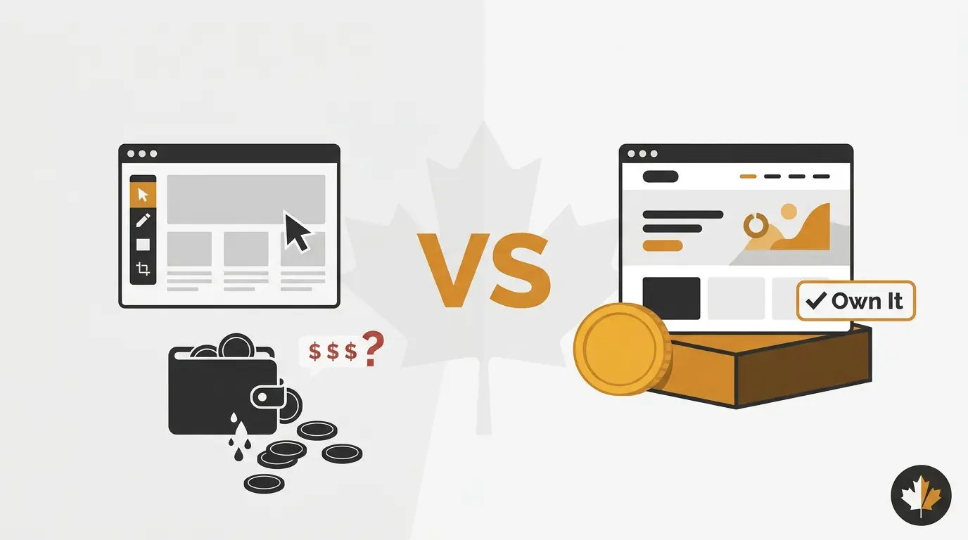 Cost comparison chart showing 3‑year total ownership of DIY website builder vs custom web design Canada – affordable web design 2026 guide
