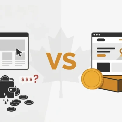 Cost comparison chart showing 3‑year total ownership of DIY website builder vs custom web design Canada – affordable web design 2026 guide