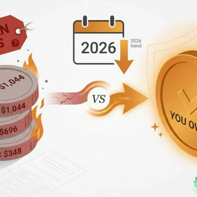 Website subscription trap infographic – 3‑year TCO comparison showing builder costs $2,144+ vs custom $1,995 one‑time with full ownership
